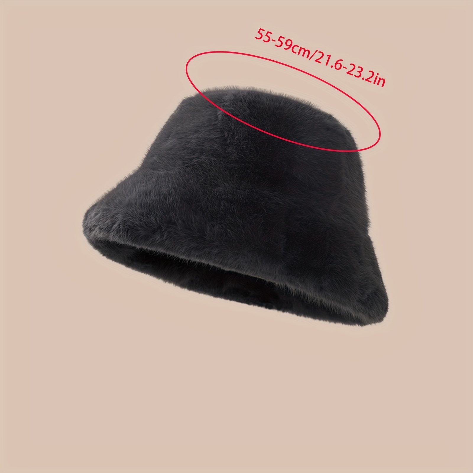 1pc Women Winter Furry Hat, Thicker Design Bucket Hat, Warm Headwear, Solid Furry Faux Fur Bucket Hat for Women Warm Winter Plush Fully  main image 4