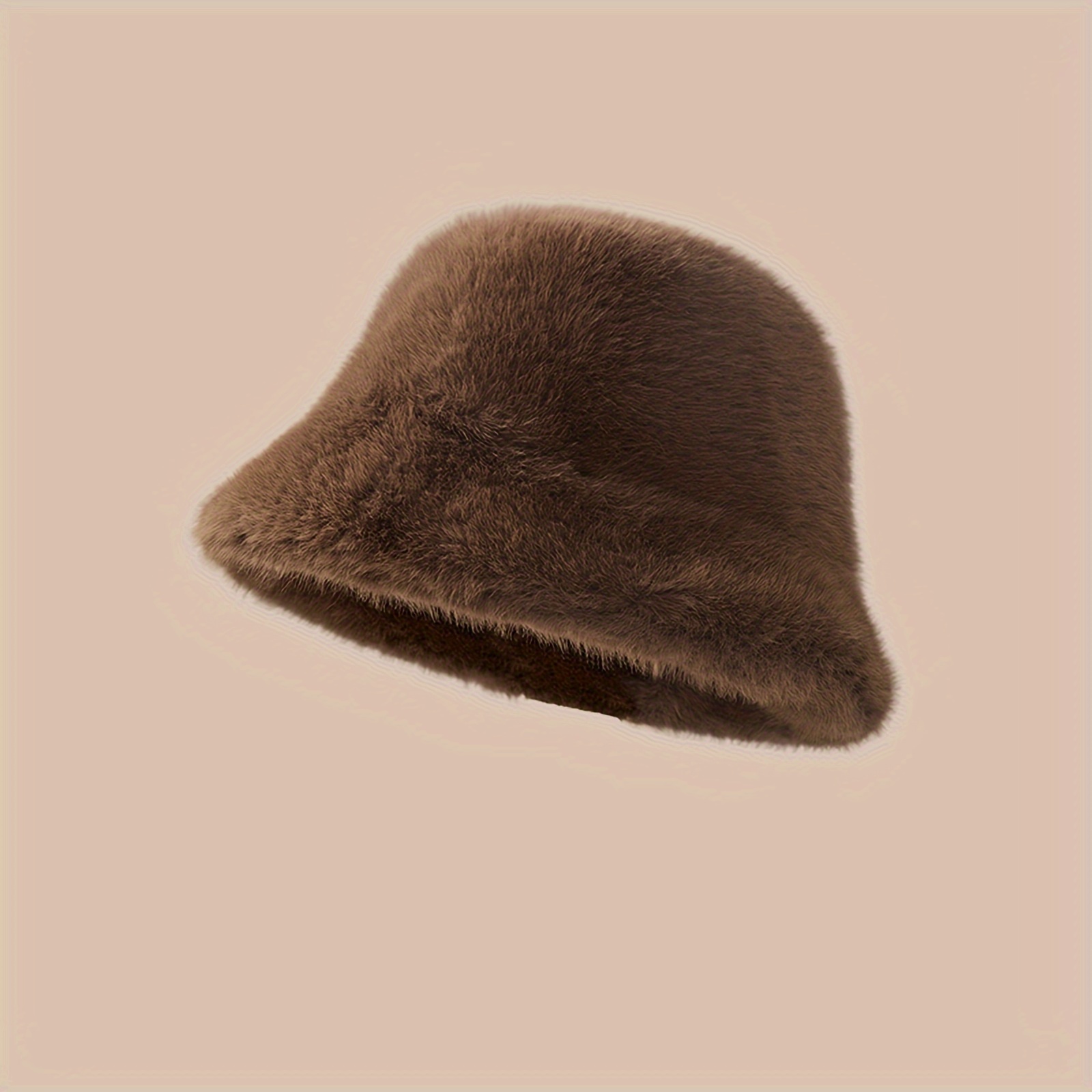 1pc womens bucket hat soft plush solid color winter - Temu display picture 3