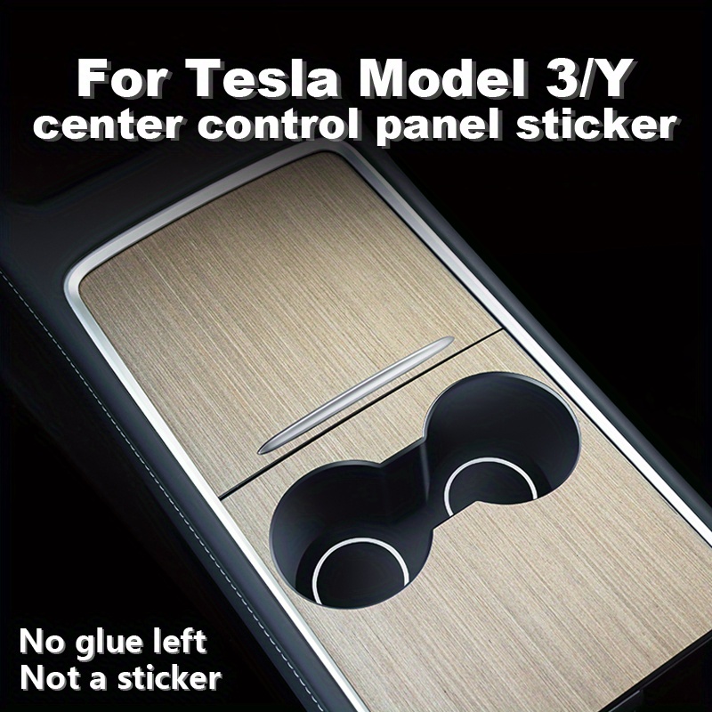 

For Tesla Model 3/ Console Sticker: Ultra-thin Wood Grain Protection For Control Panel - , Reusable, -resistant