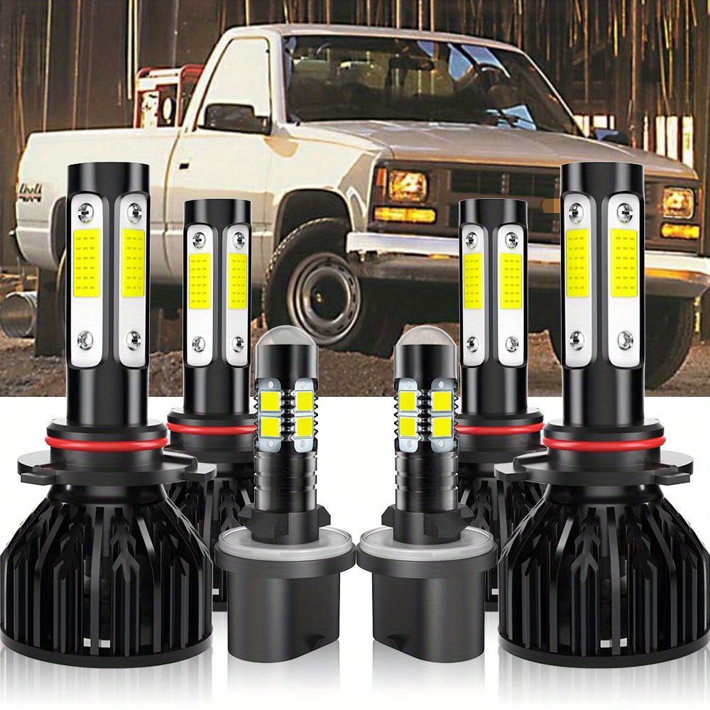 

For For S10 1998 1999 2000 2001 2002 2003 Led Headlight Beam + Fog Light Bulbs Kit 6pcs 9005 9006 880, Super Lamps 6500k 4000lm