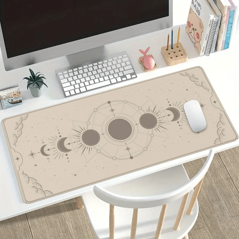 

1 tapis de souris surdimensionné Aesthetic, motif espace mystique , base en caoutchouc antidérapante, bord cousu, tapis de bureau rectangulaire pour jeux et bureau, 35,4 x 15,7 pouces