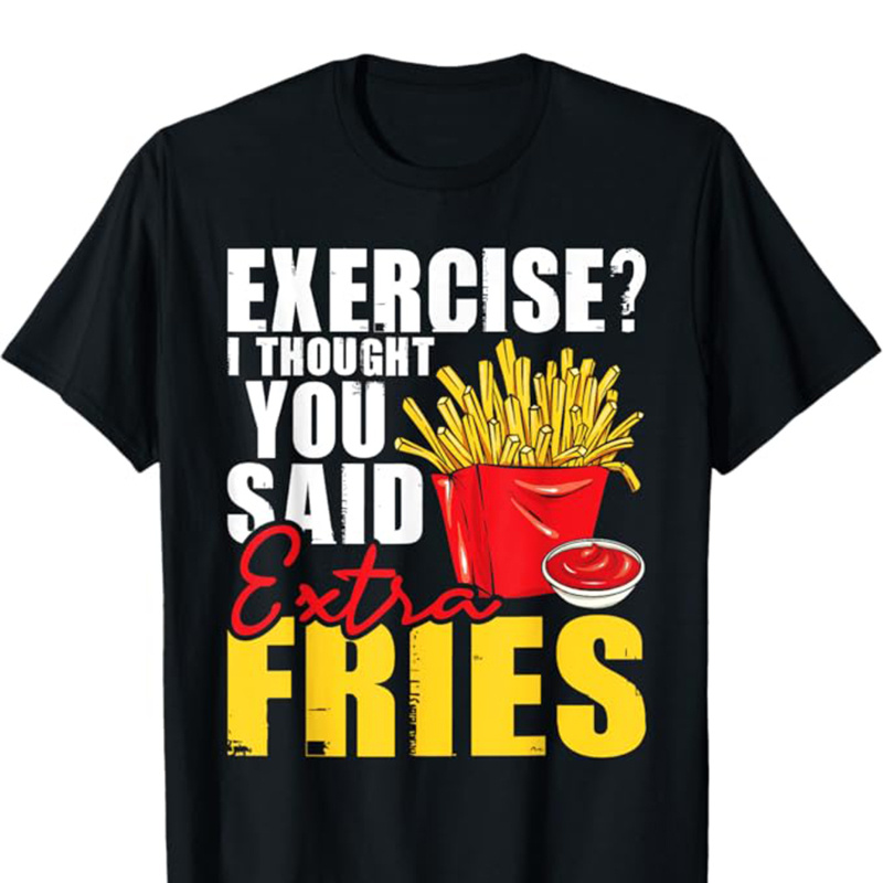 

Funny Fries Men's Casual Short Sleeve Crew Neck T-shirt Men's Hamburger Tee , Soft Comfortable Top