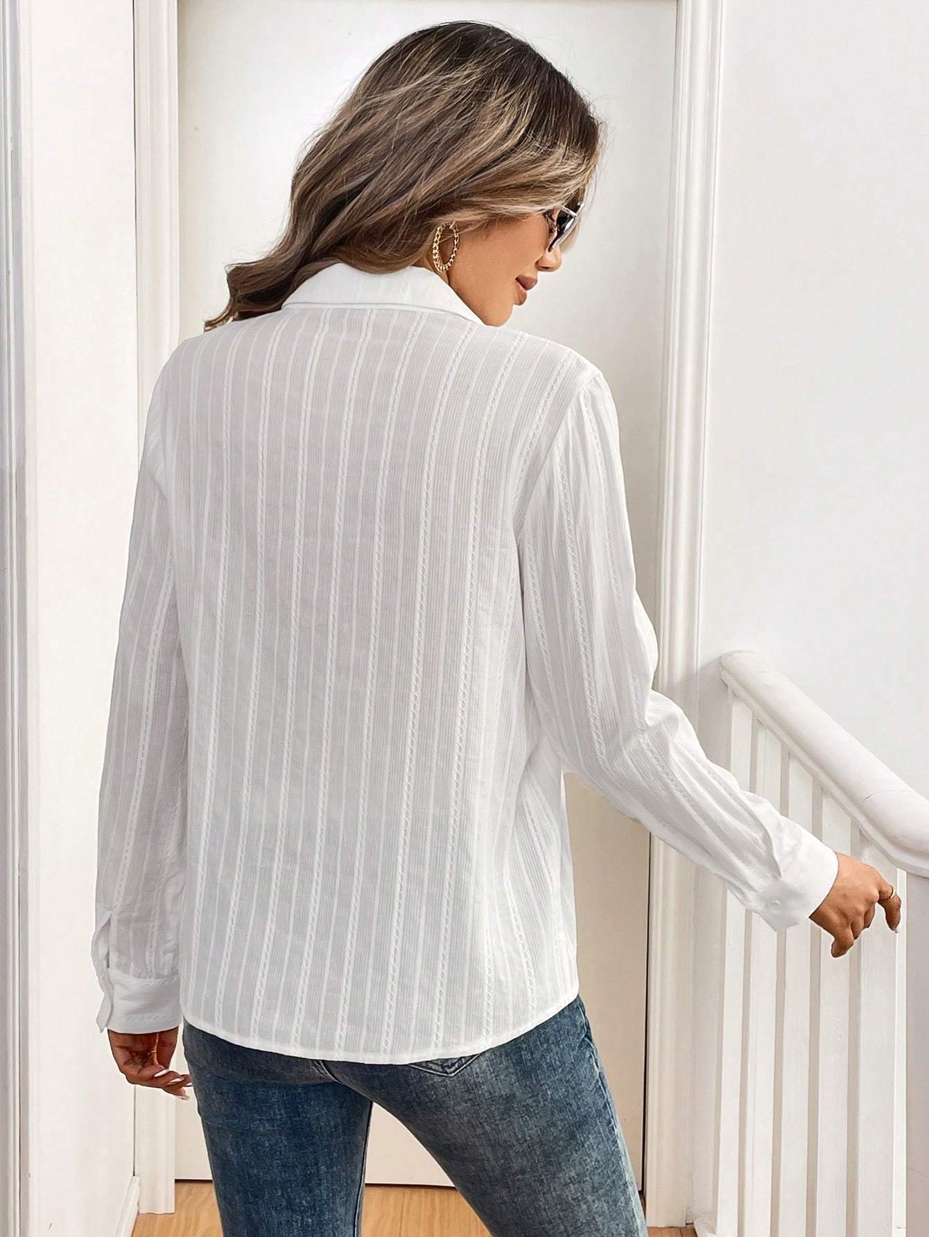 chemise boutonnée blanche femme manches longues Temu Switzerland