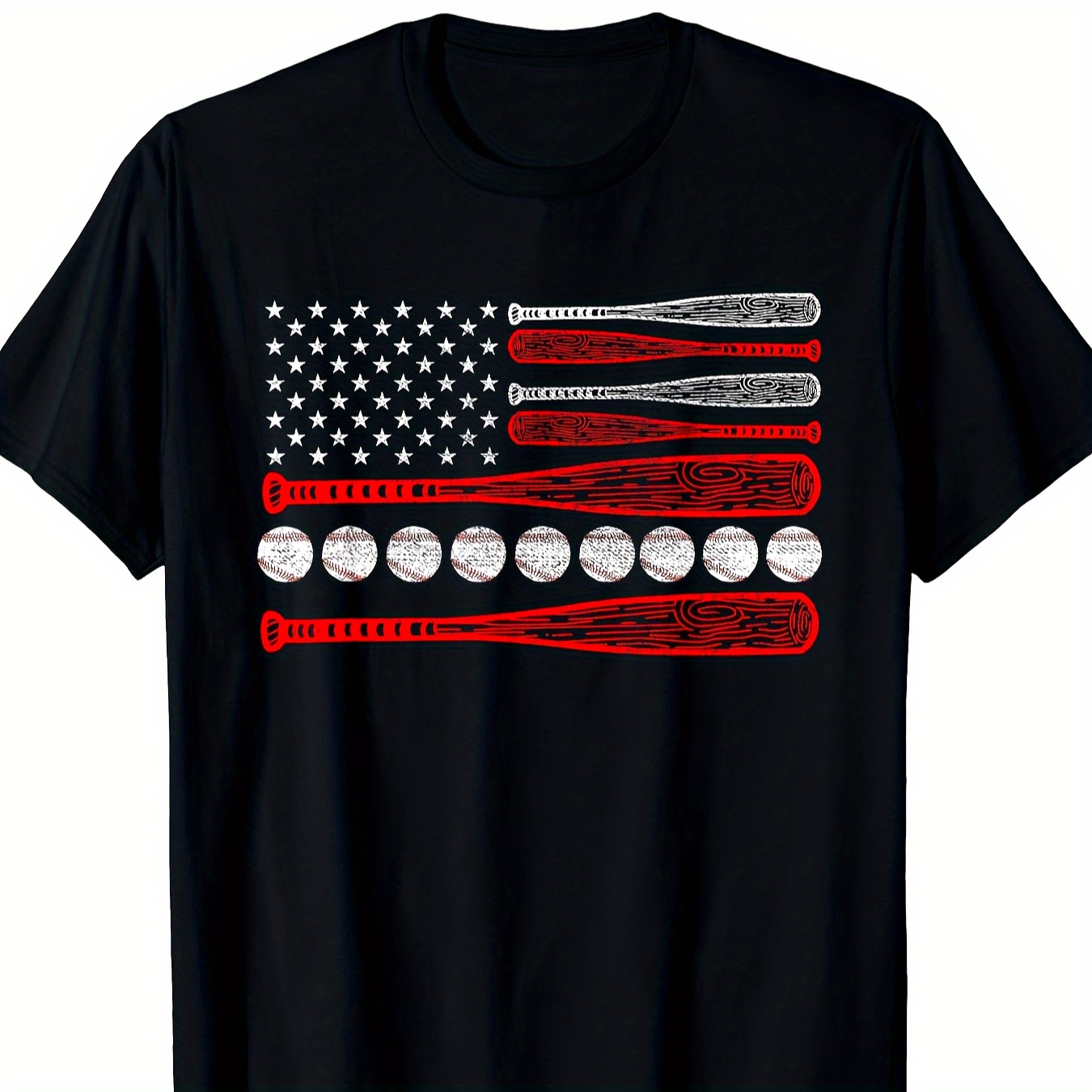 

Vintage American Flag Baseball T-shirt, Men's T-shirt, 180g