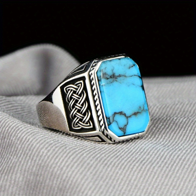 

1pc, Fashionable And Simple Square Ring, Men's Ring, Men's Alloy Ring