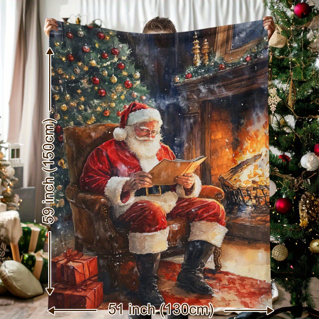 

Cozy Christmas Flannel Throw Blanket - Santa Claus, & Gift | For , Camping, Travel, Office & Home Decor | Gift , Family &