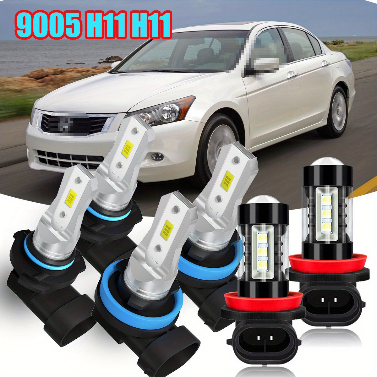 TEMU 6x Combo 9005 H11 H11 Led Headlight Kit Bulbs Fit For For Accord 2008-2015 High Low Beam Fog Light Driving Lamps, 4000lm 6000k 40w, ,