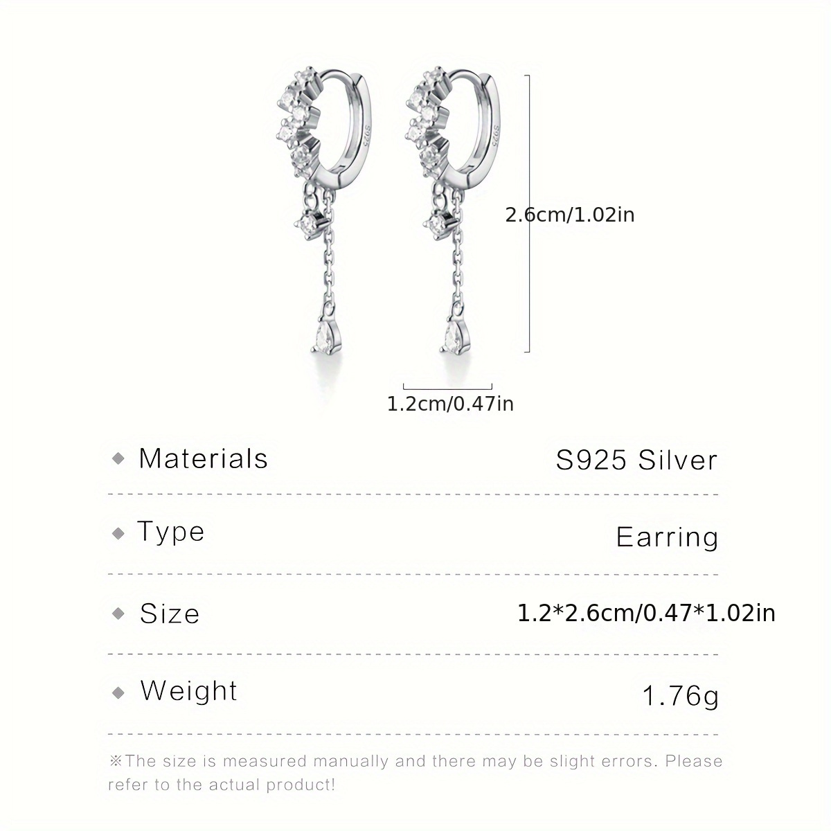 Women's 925 Sterling Silver Tassel Water Drop Earrings