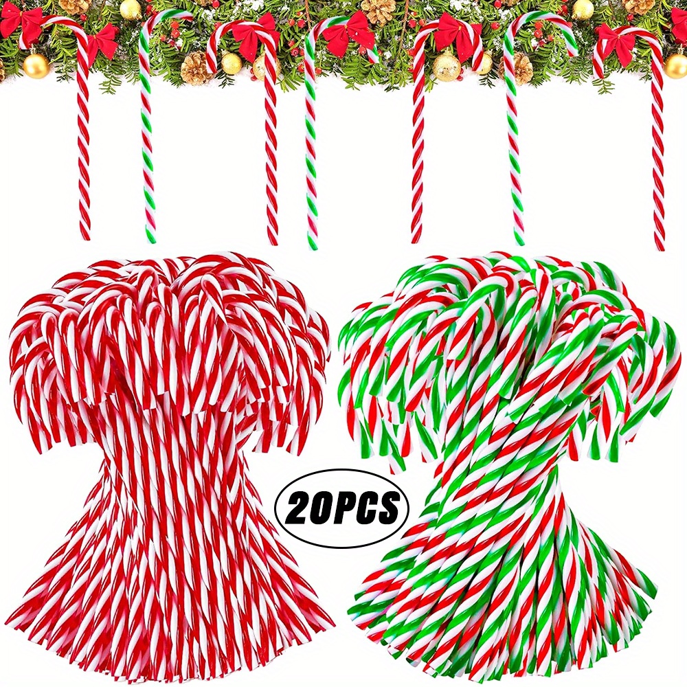 

12pcs Set Christmas Acrylic Candy Cane Ornaments - Tree Decorations For Holiday Parties & Gifts