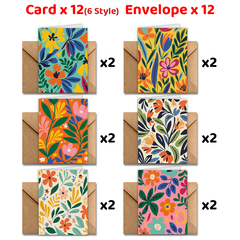 

24pcs Mid-century Greeting Card Set With Envelopes - Birthdays, Good Luck, & Thank You Notes