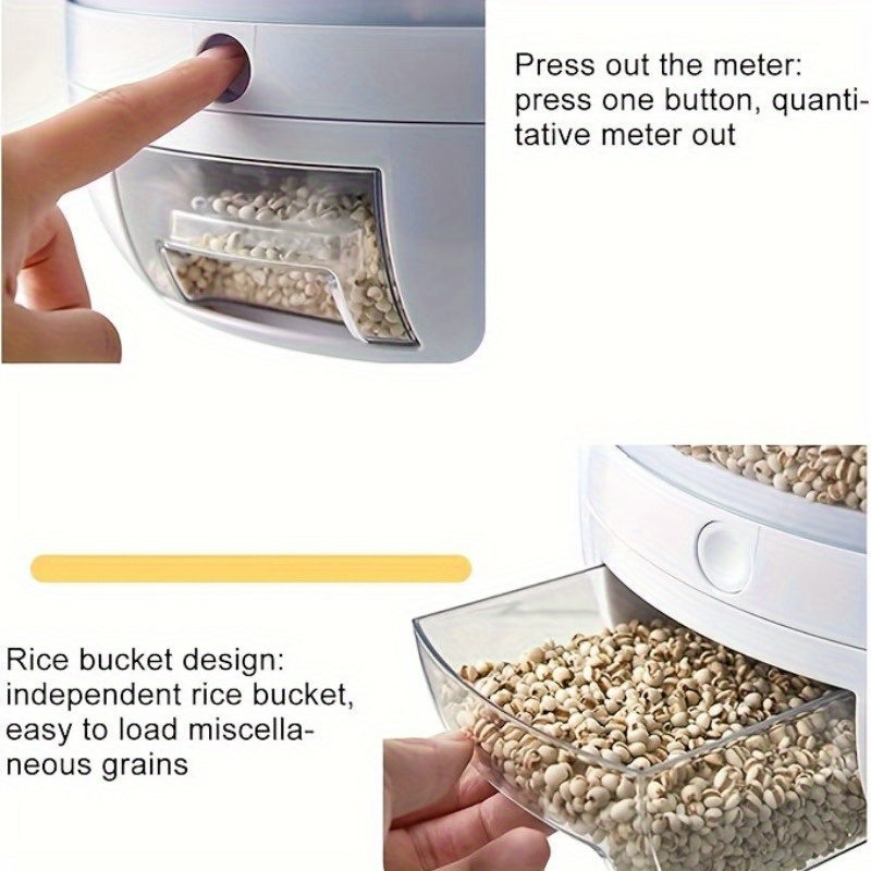 1pc 6 compartment rotating   airtight moisture proof plastic food storage container for rice and   ideal for home kitchen organization   soybeans details 6