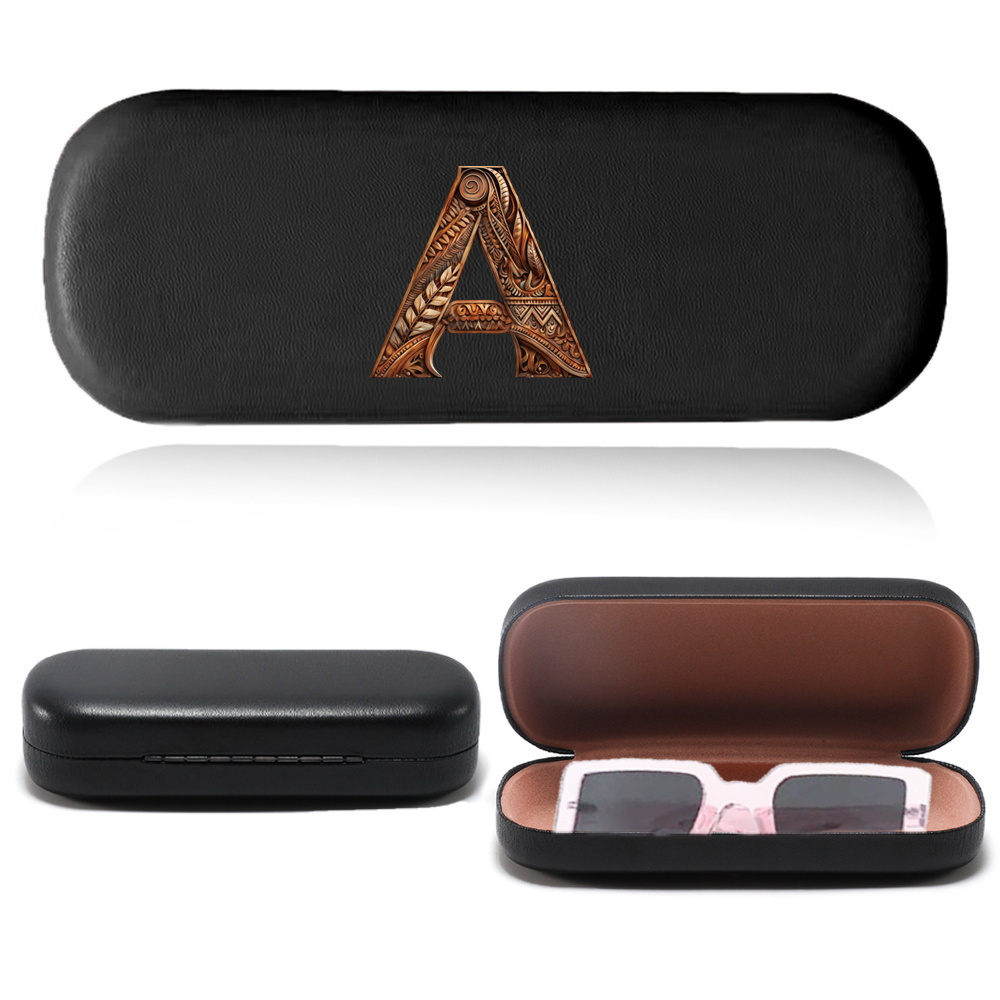   art letter print glasses case   anti pressure eyewear protector with zipper portable travel organizer for women for return school details 0