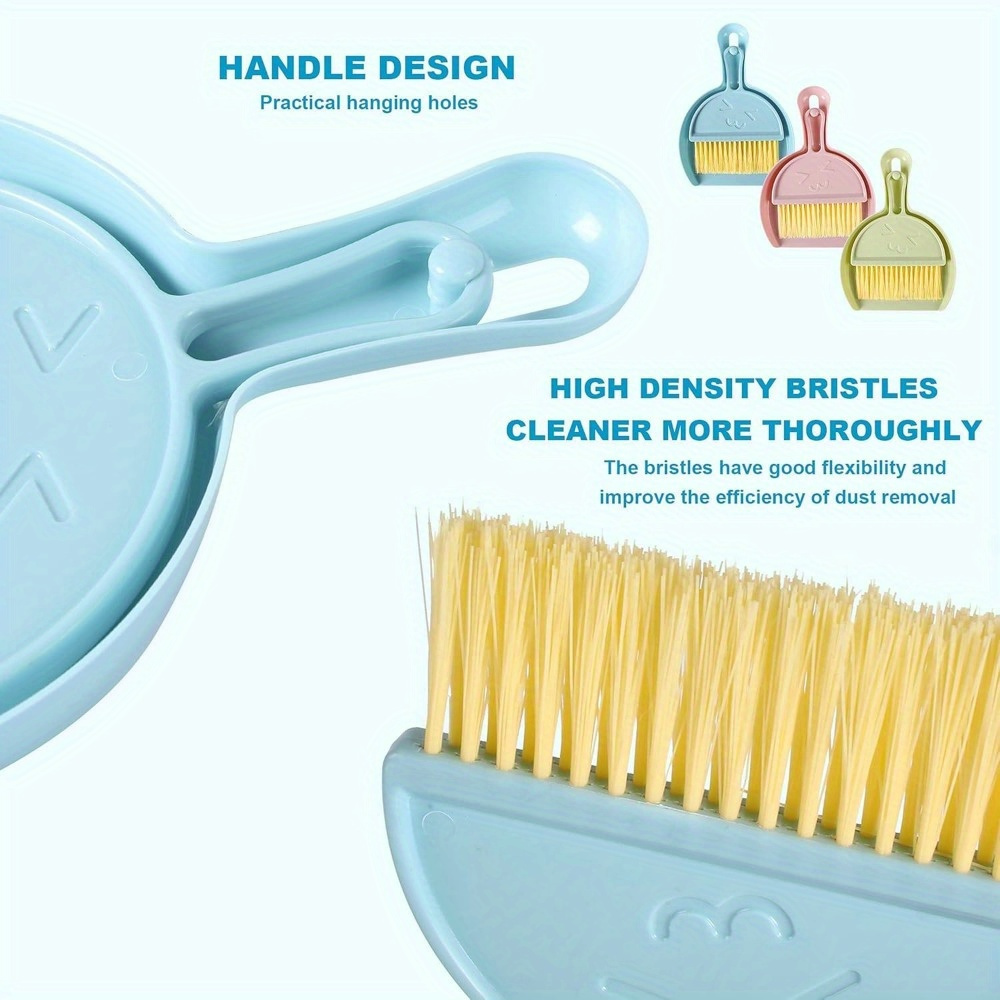 3 pack mini handheld broom and dustpan set with brush durable plastic bristles hangable design for home car kitchen table sofa keyboard multi scene cleaning tools Product details 4