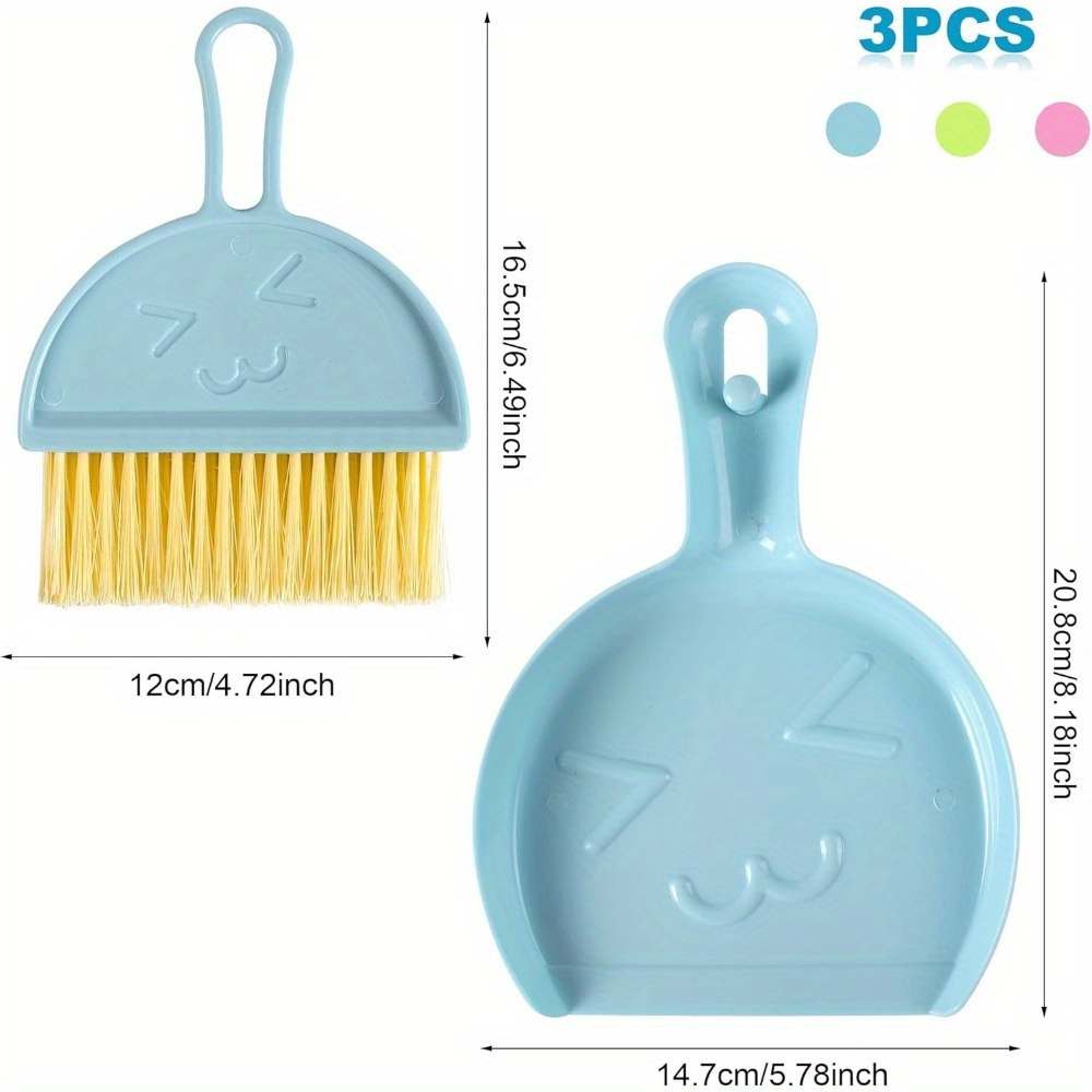 3 pack mini handheld broom and dustpan set with brush durable plastic bristles hangable design for home car kitchen table sofa keyboard multi scene cleaning tools Product details 2