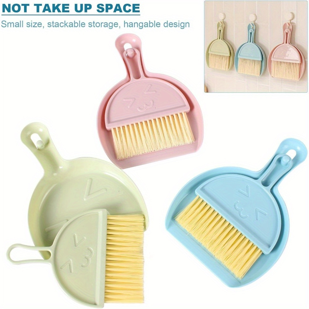3 pack mini handheld broom and dustpan set with brush durable plastic bristles hangable design for home car kitchen table sofa keyboard multi scene cleaning tools Product details 0