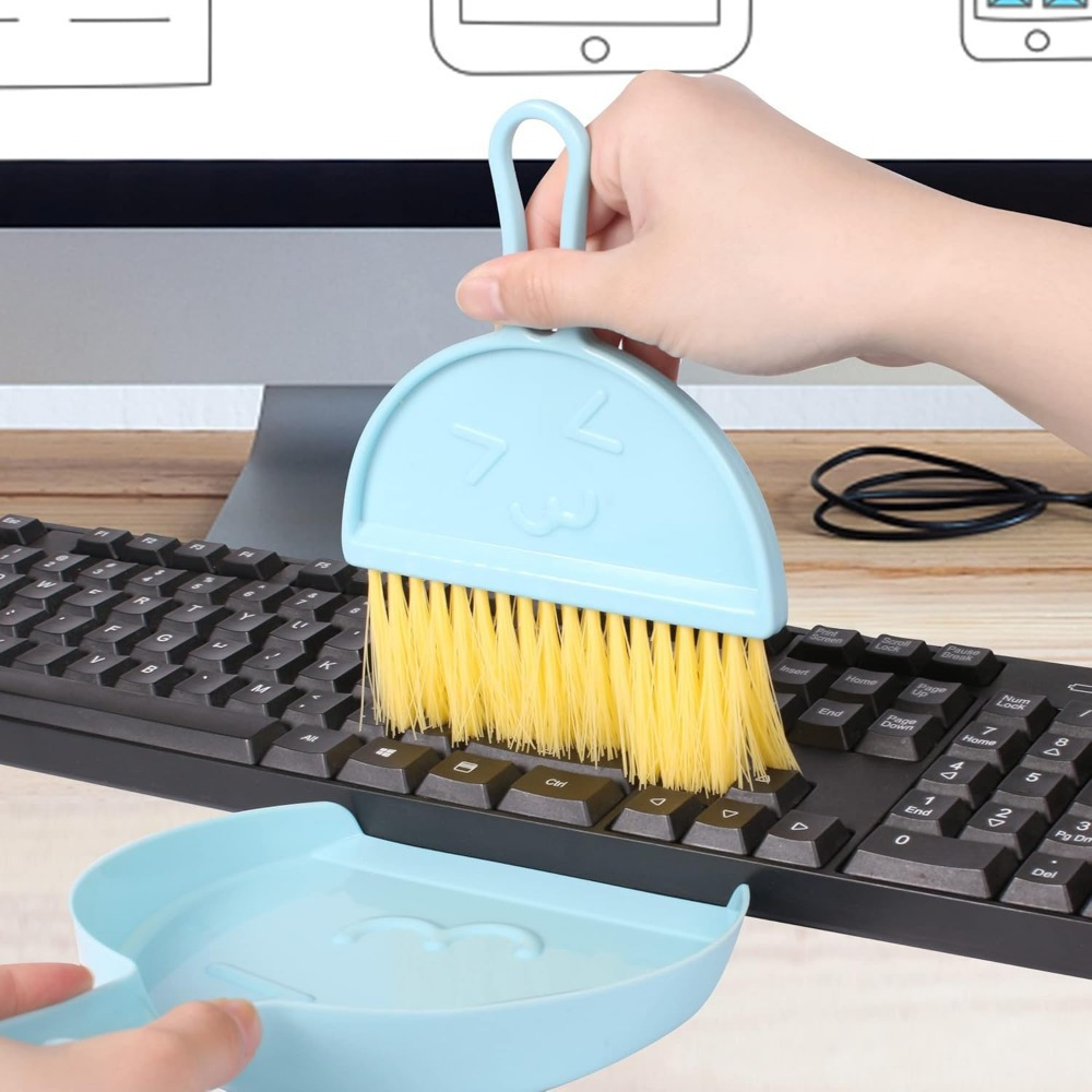3 pack mini handheld broom and dustpan set with brush durable plastic bristles hangable design for home car kitchen table sofa keyboard multi scene cleaning tools Product details 7