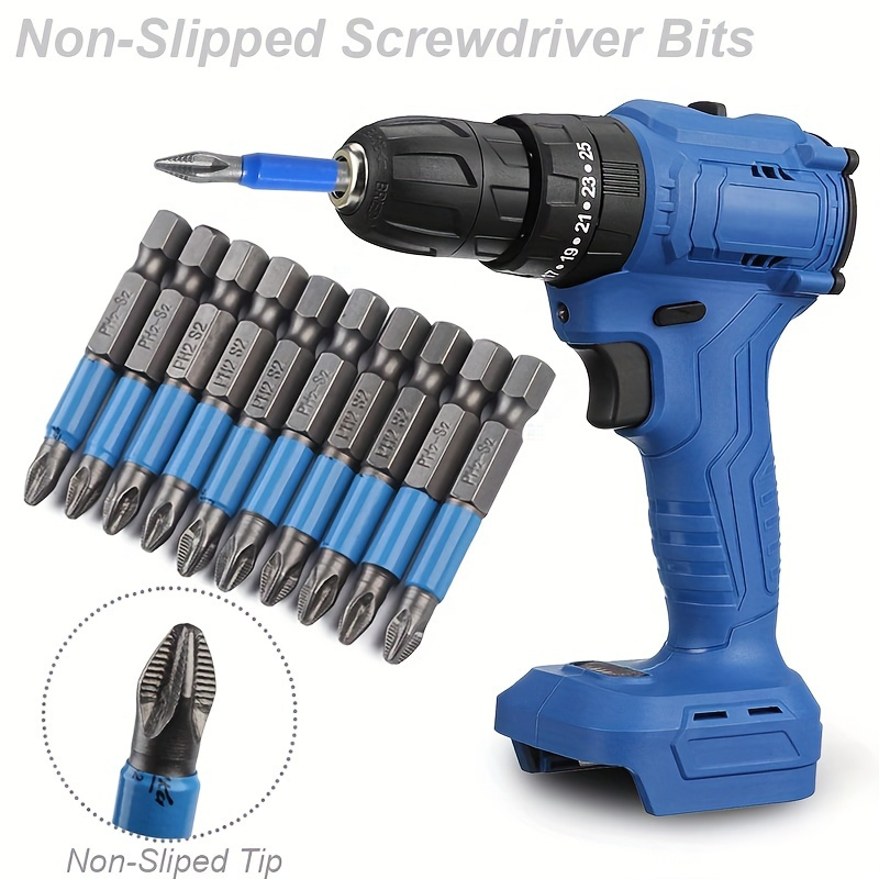 TEMU Set Of 6, Magnetic Screwdriver Bit Set, Screwdriver Bits Set 1/4
