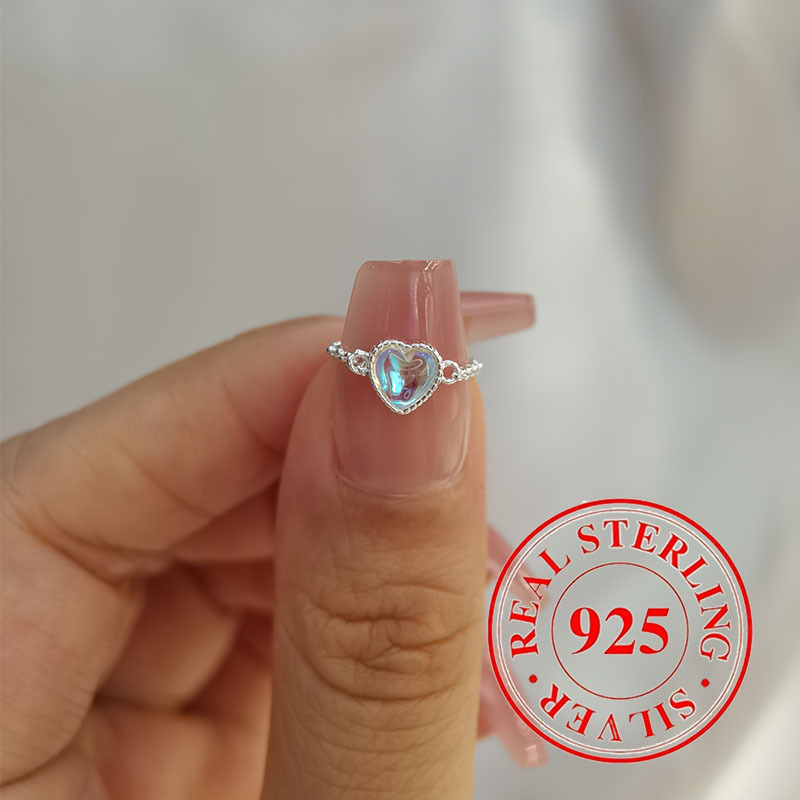 

925 Sterling Silver Ring Dainty Inlaid Waterish High Quality Engagement/ Wedding Ring Gift For Her (jewelry 0.67g 0.024oz)