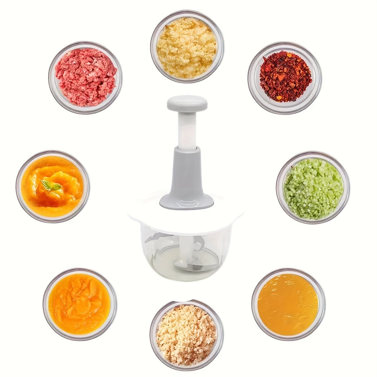 1 5l manual food processor accessory kit stainless steel blades vegetable chopper garlic press meat mincer easy to   for kitchen camping details 0