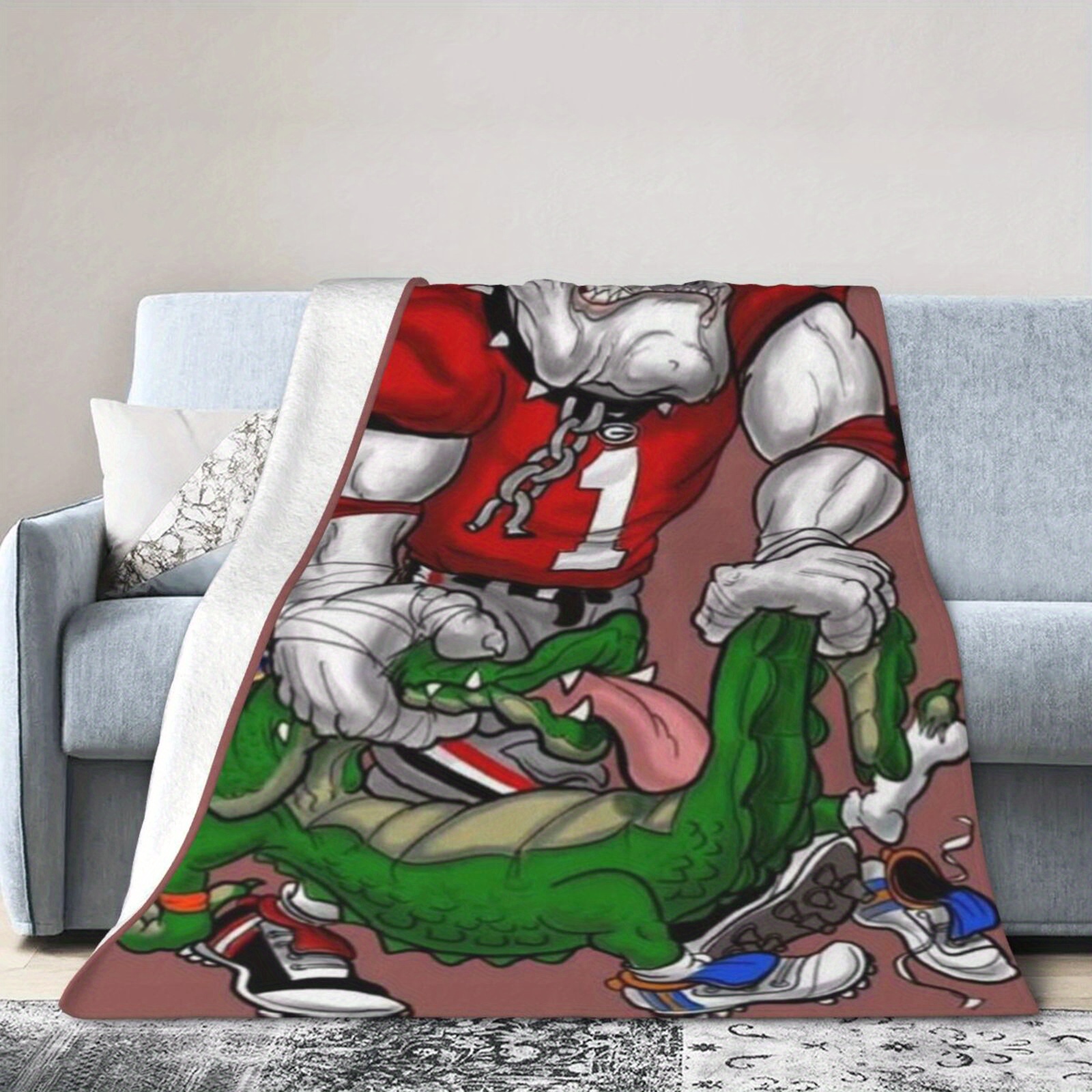 

Georgia Sports Team Inspired Throw Blanket - Soft Flannel Fleece, Warm Room Decor, Office, Sofa Accessory, Multipurpose Travel Blanket For All