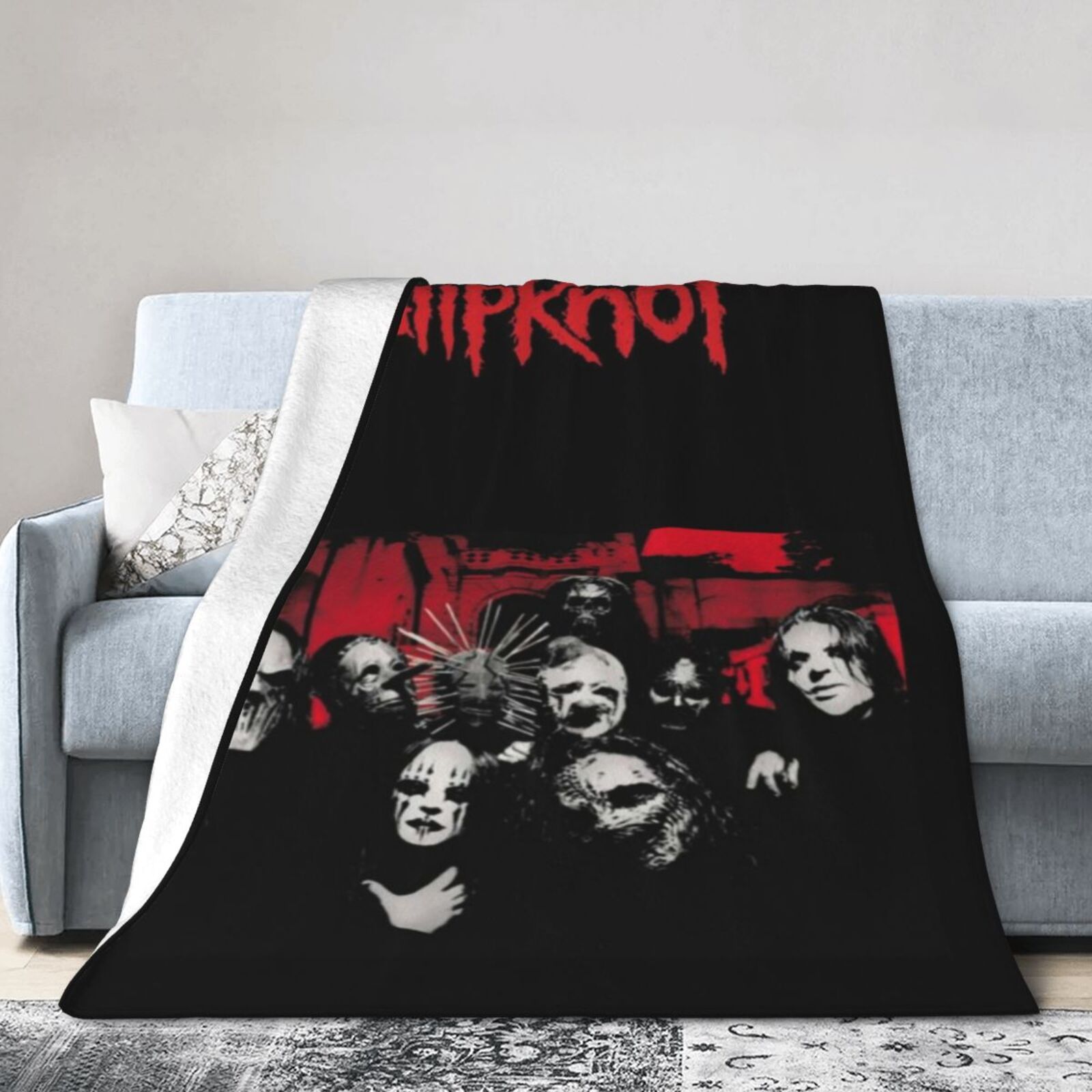 

Slipknot-inspired Cozy Flannel Blanket - For All , Living Room, Office, And Travel - Soft, Warm, And Decorative Gift Idea