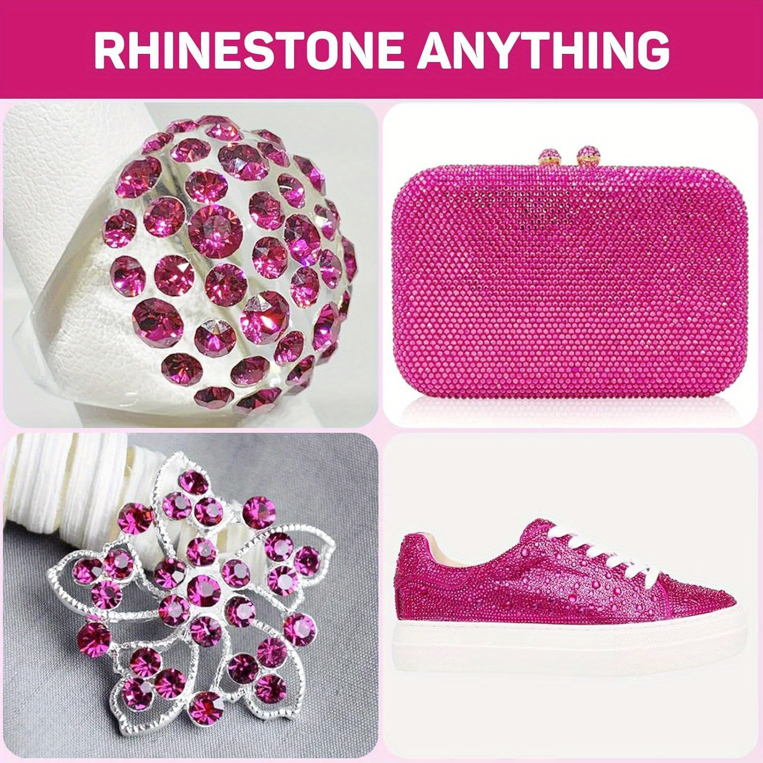 6500 Stück Rosa Strasssteine Mit Flacher Rückseite - DIY Bastelset Mit Wachsstift & Pinzette