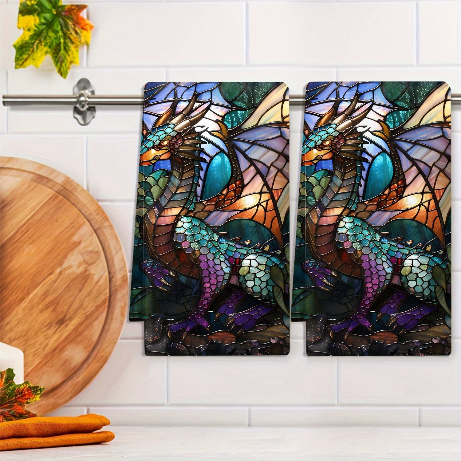 

Vibrant Dragon Embossed Kitchen Towel - Soft, Absorbent, And Cleaning Cloth For Dining Table Decoration - Unique , Household Essential