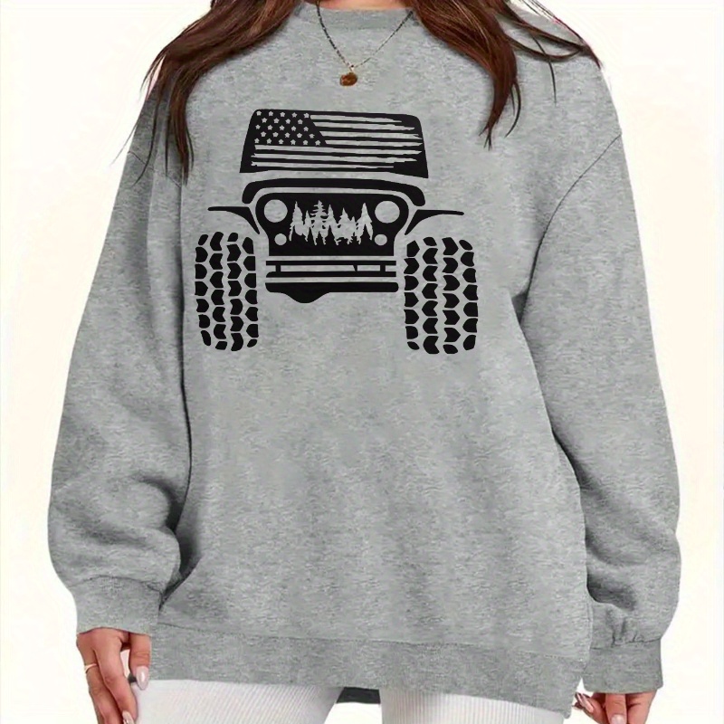 

Women's Sweatshirt Unique Car - Long Sleeve, Round , Polyester , , For ,