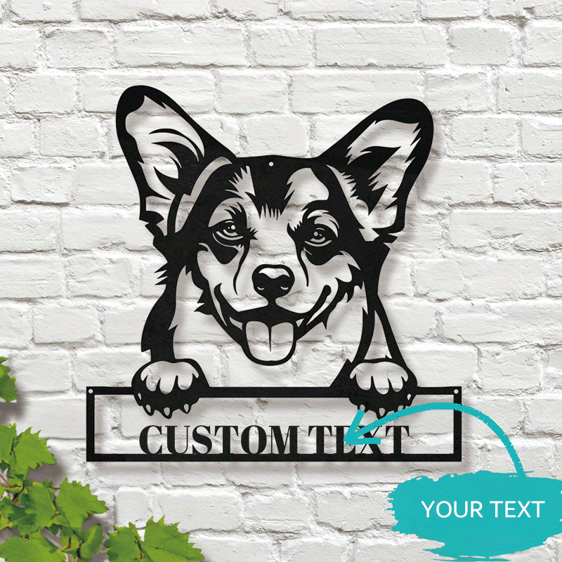 

Personalized Vintage Metal Dog Wall Art Ornament, Customizable Name Sign, Non-electric Hanging Decor For Pet Lovers, No Feathers, Ideal For Home & Use