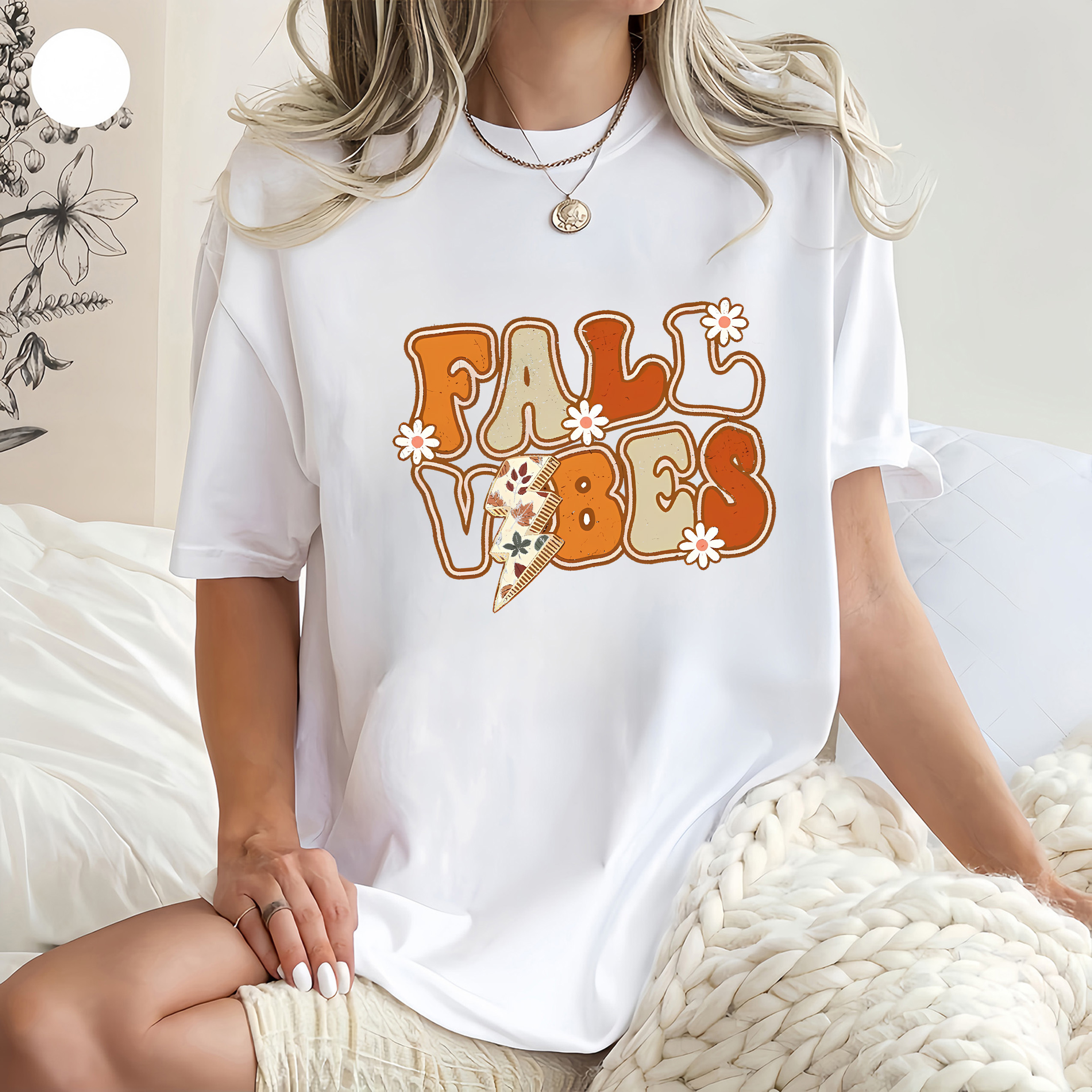 

Women's "fall Vibes" Thanksgiving-themed T-shirt - Breathable Soft Polyester , Casual Crew Neck Short Sleeve Top, & Fashionable, In