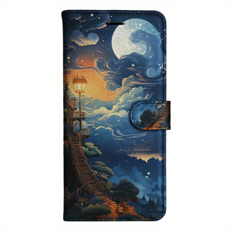 TEMU Phone Case: Wooden Stairs Flip Wallet Case For S8 S9 S10 M10 A30s A50s Note 10 20 A10s A20s A51 A71 S20 A11 A31 S20 S21 A42 A12 M12 A32 A52s A72