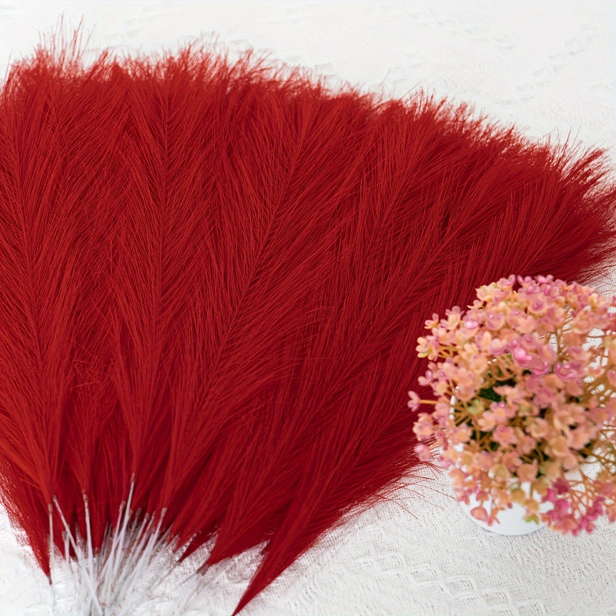 14pcs Artificial Pampas Grass - 17in/43cmfaux Reed Feathers For Home & Wedding Decor, Vase Display