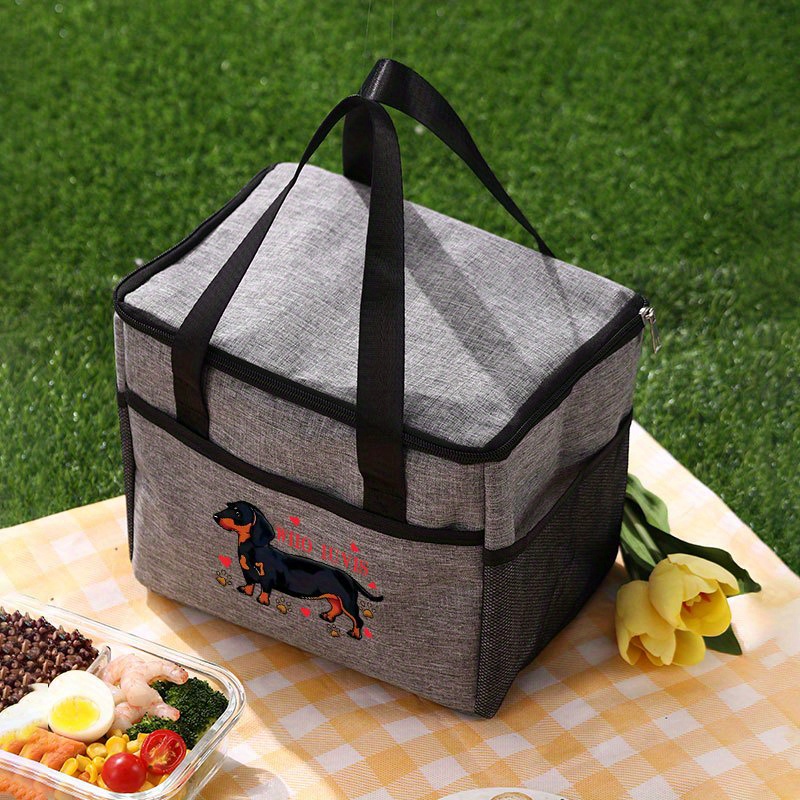 

Dog-themed Insulated Lunch Bag With Bento Box - Lightweight, Portable Food Storage For School, Work, Camping & Picnics - Oxford Fabric, Hand Washable