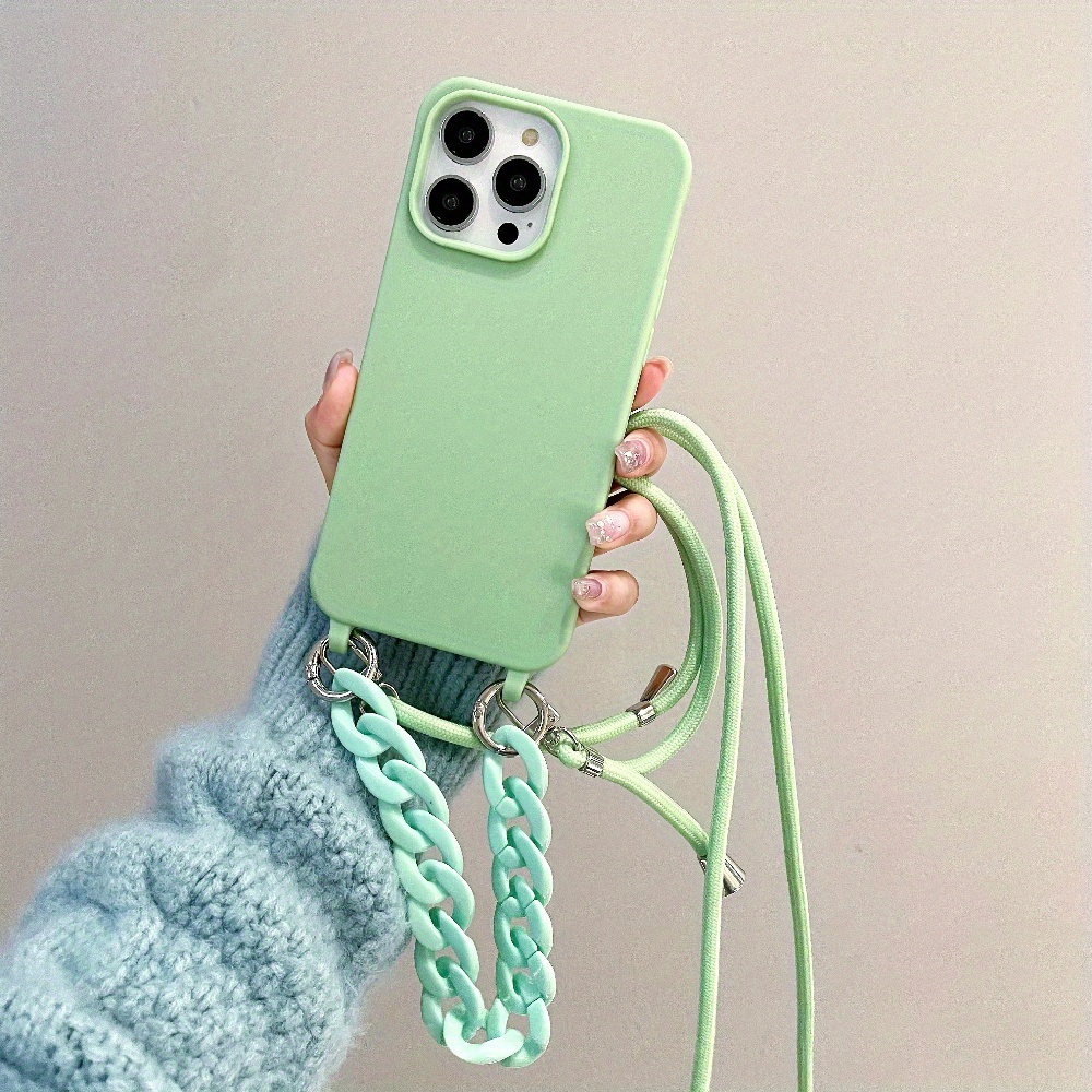 TEMU Phone Case: -color Tpu With Lanyard, Full-body Anti-drop Protective Cover, Creative Minimalist Design For 11/12/13/14/15/16 Pro Plus Max
