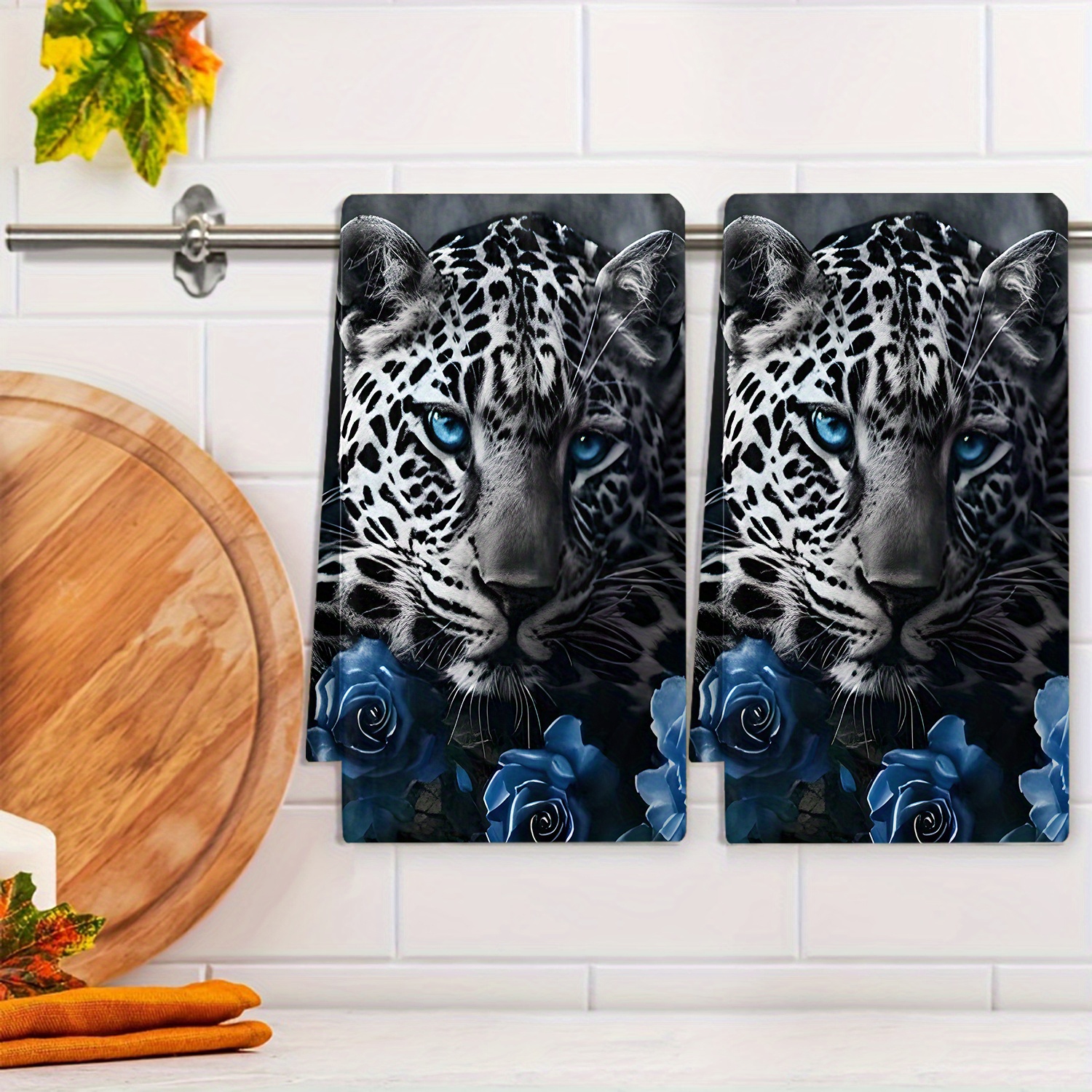 

Leopard Rose (2) Kitchen Home Printed Towel Cleaning Cloth Table Decoration Towel