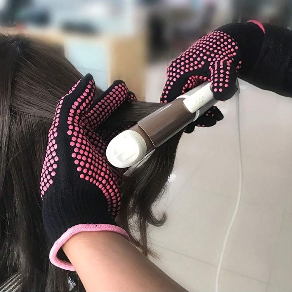 

Professional Heat-resistant Pvc Glove With Silicone Dots - Anti-scald, Ideal For Hair Curling Irons & Styling Tools