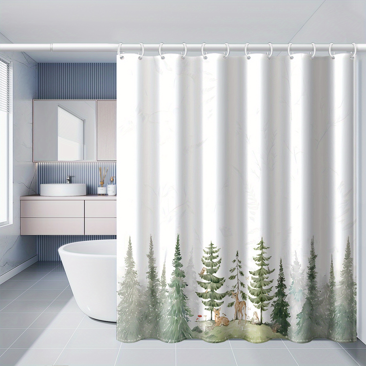 

Christmas Shower Curtain - Polyester & , Includes , - , 71x71