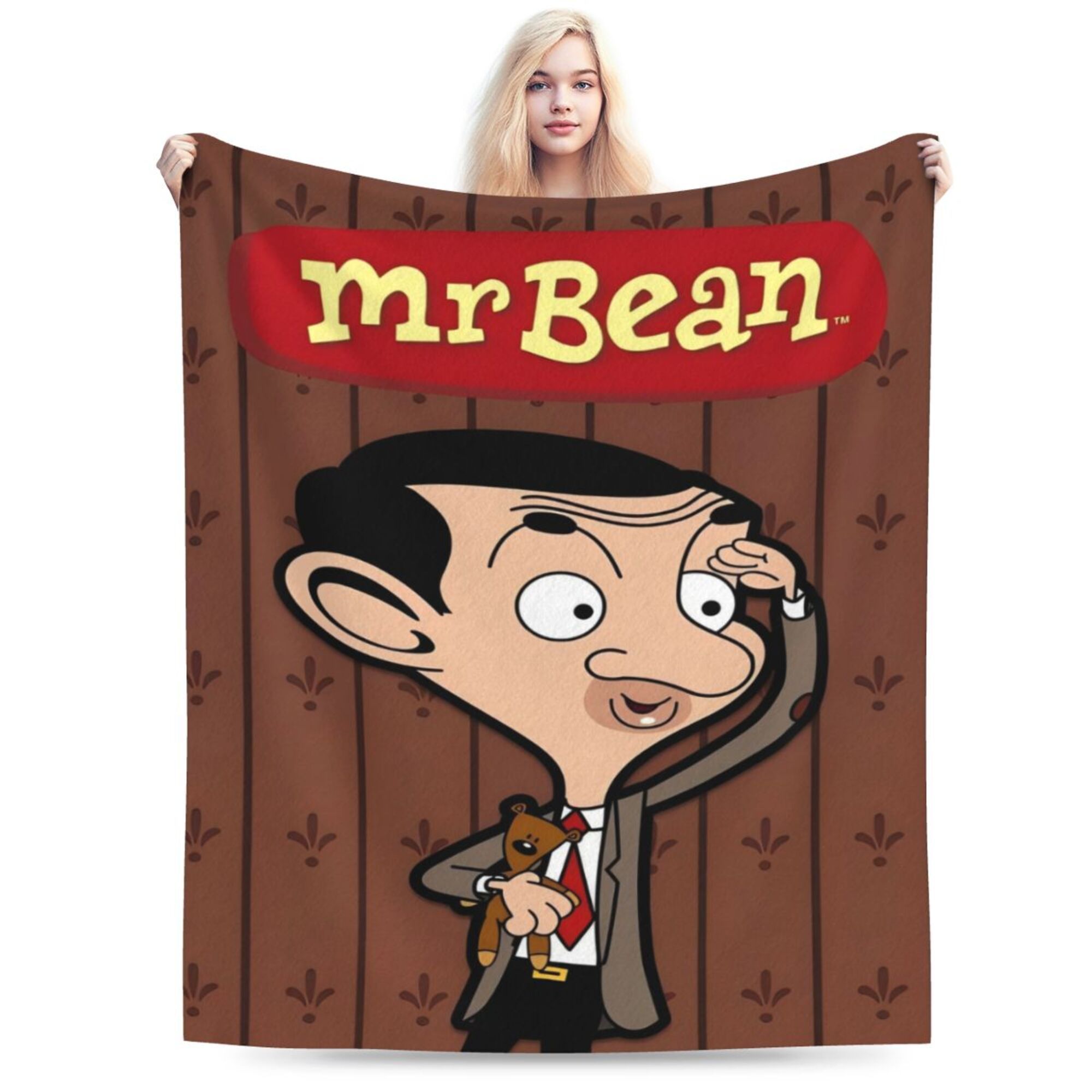 

Mr Bean Cartoon Inspired Flannel Throw Blanket - Polyester, , Non-woven Cozy Anime Themed Throw For Home Decor, Living Room, Nap Time - All Blanket, 250-300g Lightweight Fabric