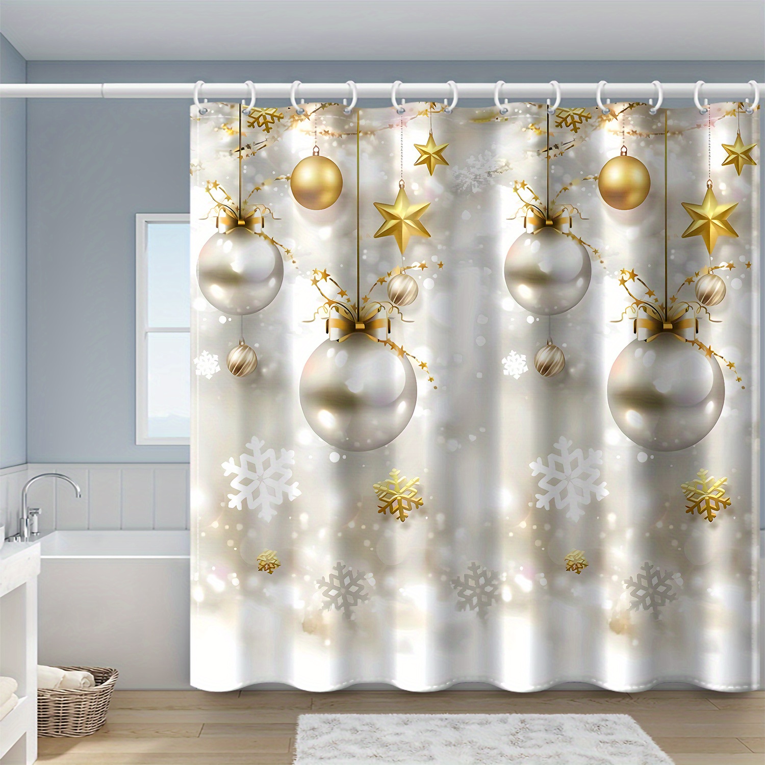 

1pc Christmas Holiday And And Polyester Bath , And Tub Bathroom , 71x71