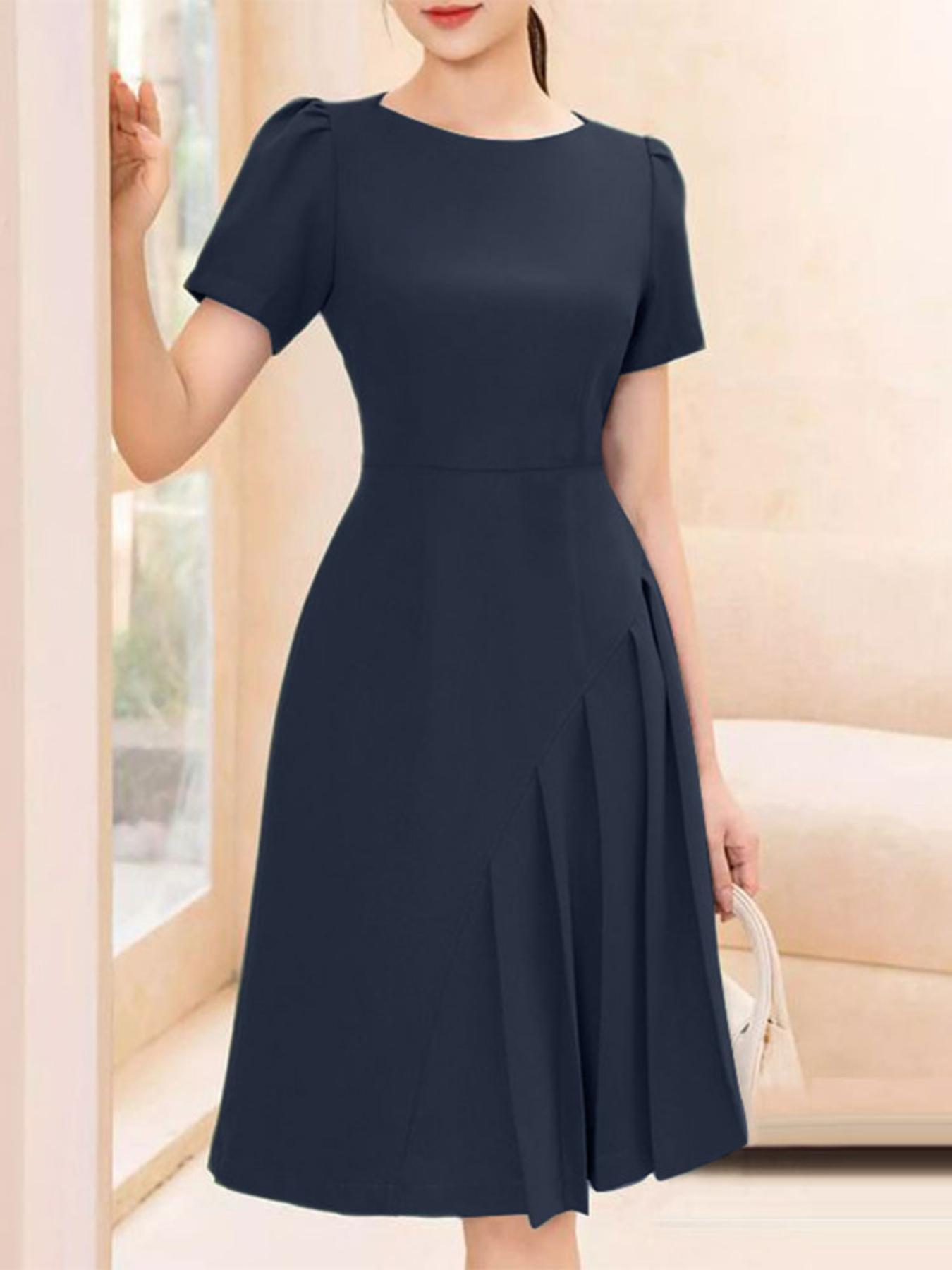 elegant midi dress for women Fit And Flare Midi Dress / Half Sleeves Midi Dress / Beige Dress / Mid –  Store of Suhel