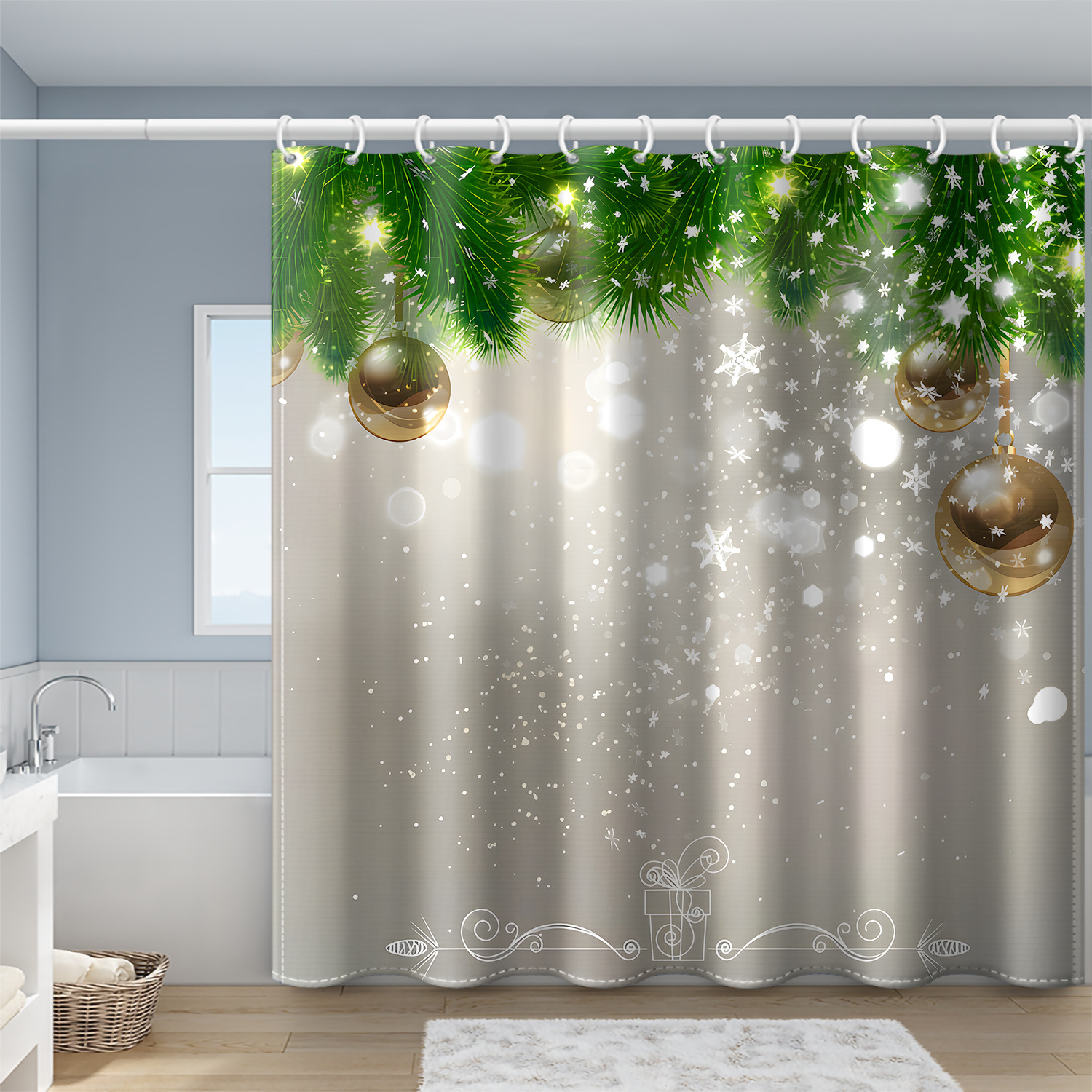 

1pc Christmas & Printed Bath , - Polyester For & Tub Bathroom , Universal 71x71