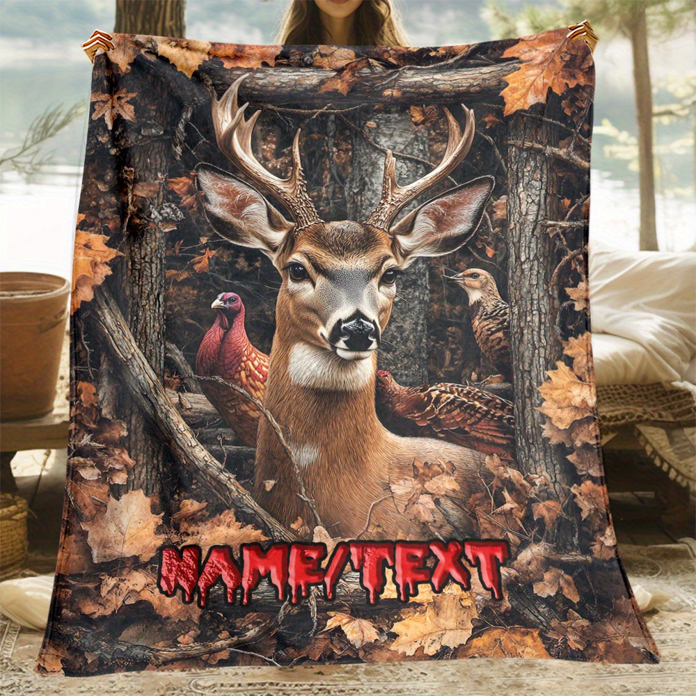 

Personalized & Wildlife Flannel Throw Blanket - Custom Name, Soft & Lightweight For Couch, Bed, Travel - Ideal Gift For Family & Friends