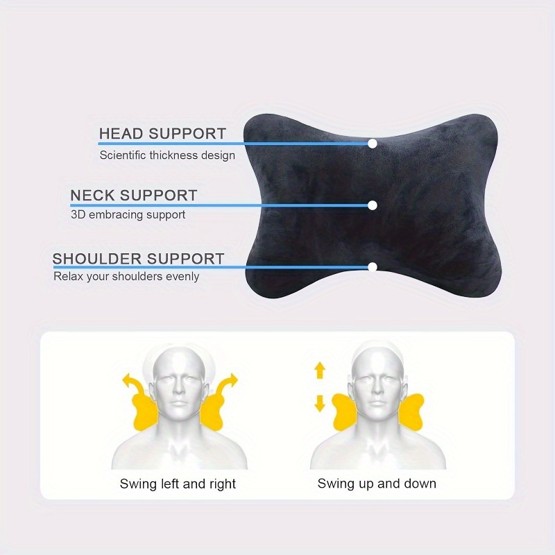 2pcs Ergonomic Memory Neck Pillow - 100% Polyester Soft Flannel Car Headrest & Seat Cushion - Breathable, Supportive
