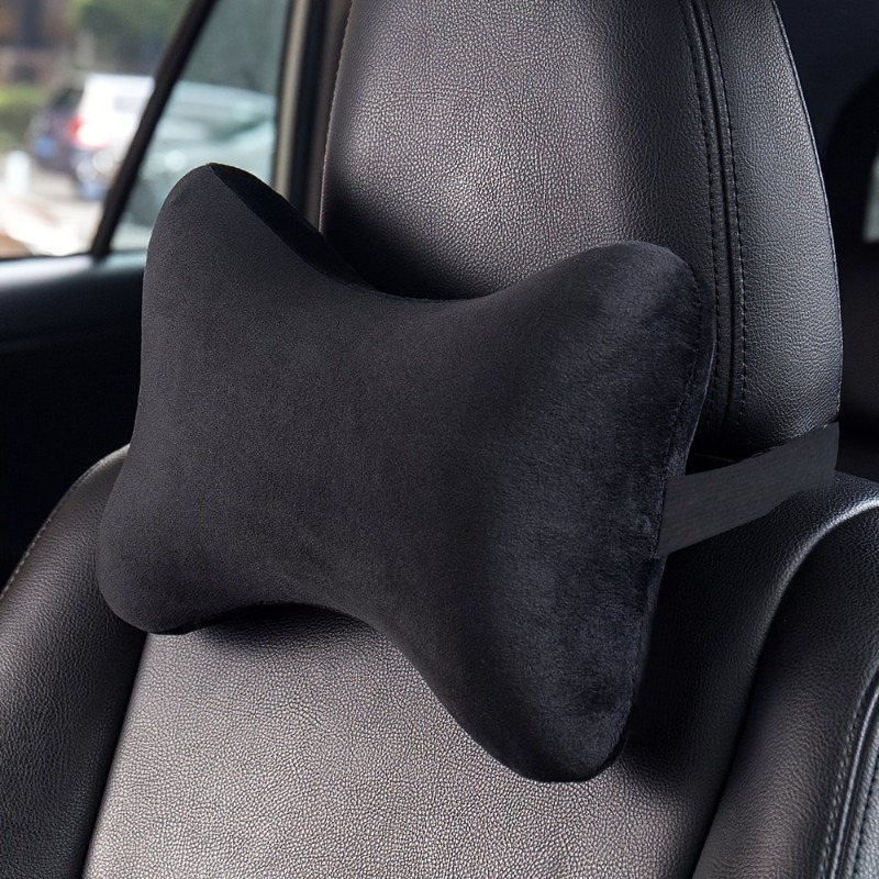 

2pcs Ergonomic Memory Foam Neck Pillows, Soft Flannel Car Headrests, Breathable & Supportive Cushions, With For Car Travel & Office Use