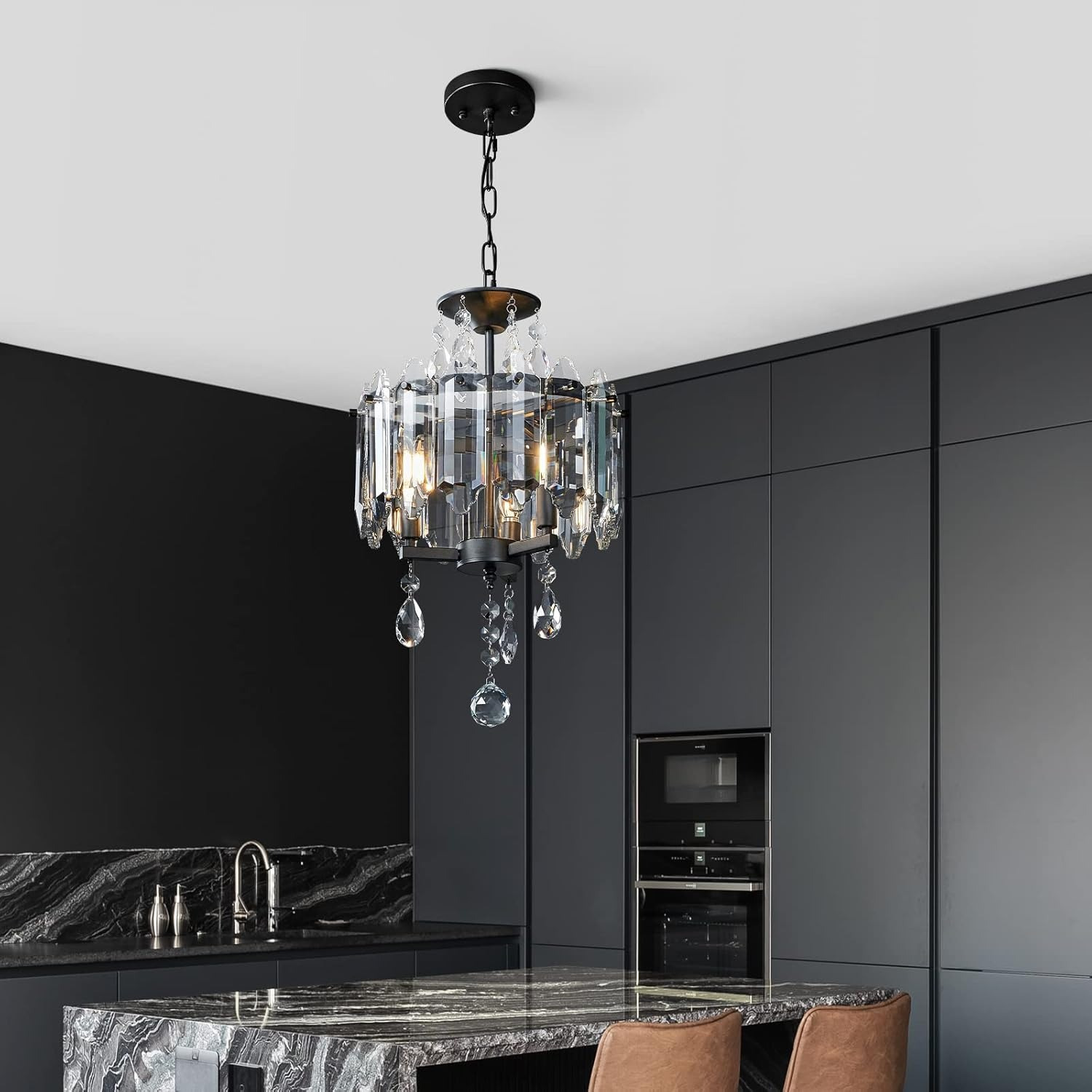 PTLYE Modern LED Chandelier Lighting Dimmable Ceiling Dining Room Chandeliers Contemporary Living Room Hanging Light Fixtures 3 Ring Foyer Bedroom Pendant Lights Warm White Black