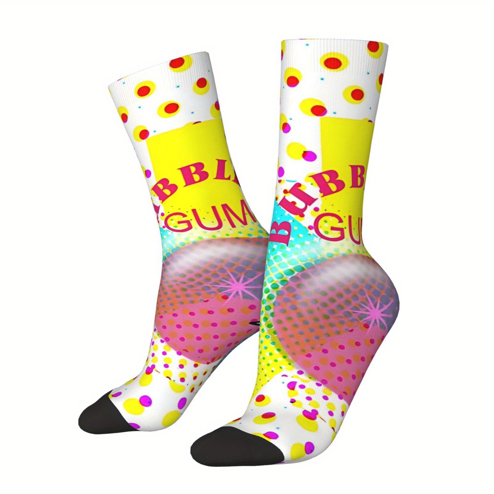 

1 Pair Funky Bubble Art Crew Socks For Men - 95% Polyester 5% Elastane Knit Fabric, Hand Washable, Hip Hop Crazy Printed Novelty Gift Socks