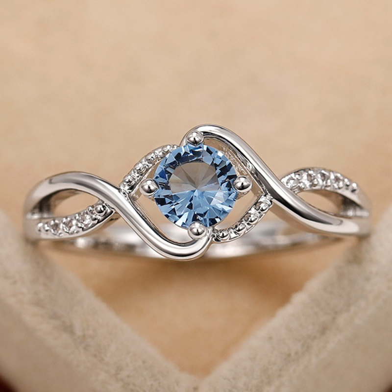 

Wave-shaped Blue Diamond Zircon Ring High-grade Light Luxury Index Finger Ring Women' Personalized Bracelet