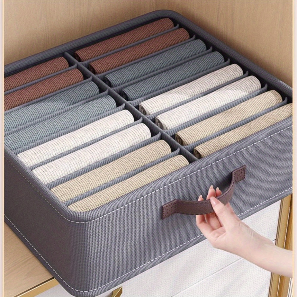 

16-compartment Canvas Storage Organizer - Double , Clothes & Pants Drawer Divider For Closet Organization, Storage Bins For Home Organization