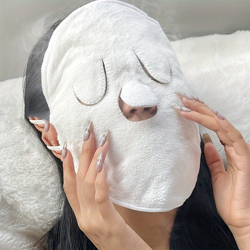 

Reusable Facial Steamer Towel Mask With Strong Water Absorption - Unscented, Soft Material, Hot And Cold Compress Face Care For Home And Salon Use