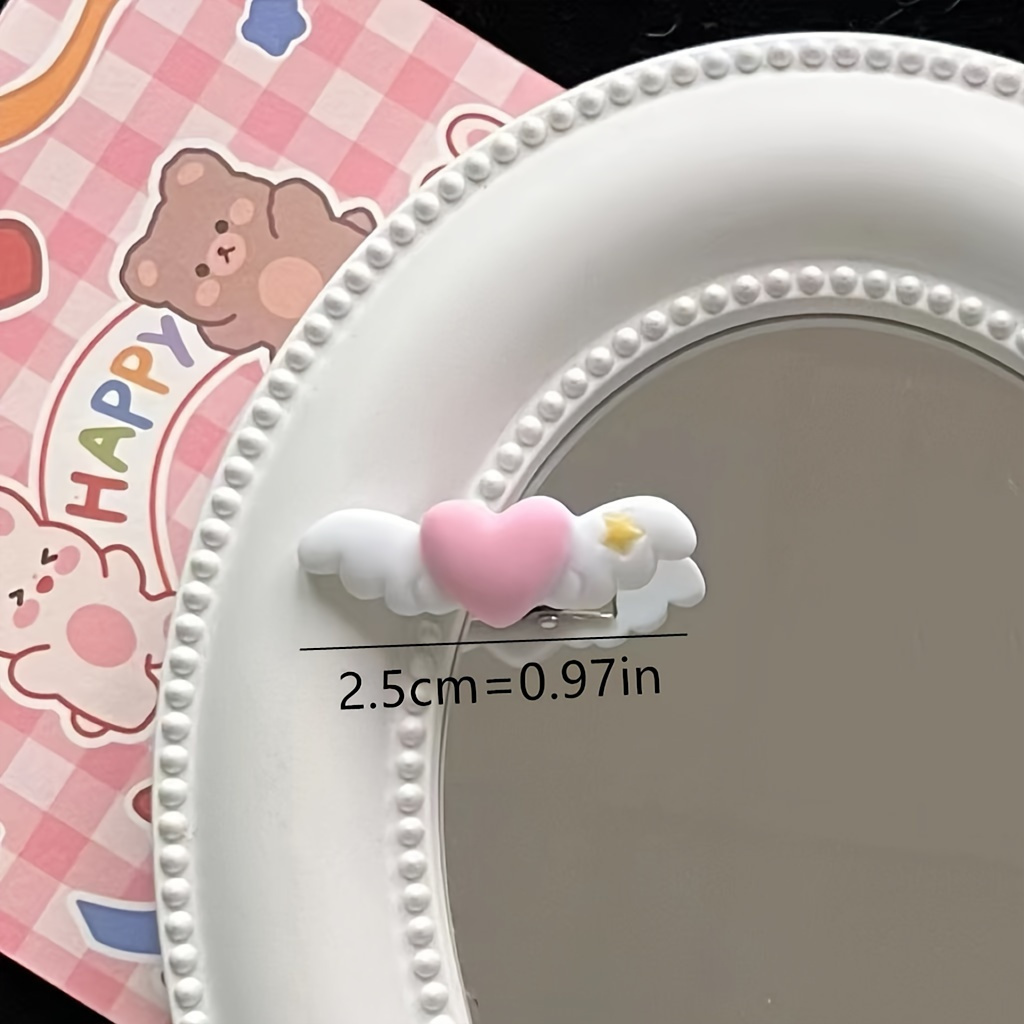 TEMU 5pcs Pet Hair Clips, Pet Hair Accessories, Dog Hair Clips, Wing Hair Clips, Cute Clips, And Tender Peach Heart Hair Accessories Hair Clips